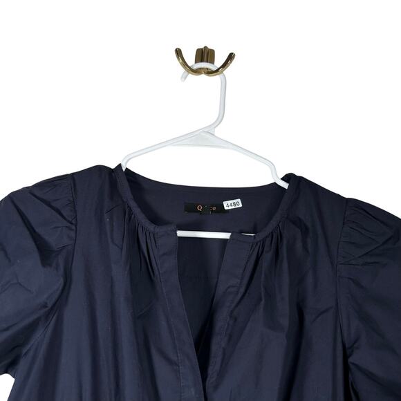 NWOT Quince Women's Navy Blue Tiered Maxi Dress XS Organic Poplin 4480-90 - Picture 10 of 11